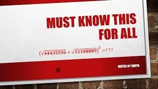 MUST KNOW THIS : MATHS BY AMIYA
