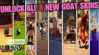 How to UNLOCK ALL 8 NEW GOAT SKINS! Goat Simulator 3 Multiverse of Nonsense DLC UPDATE