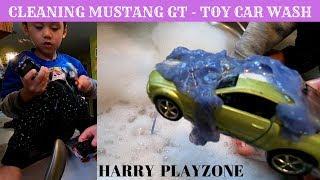 Cleaning The Mustang GT  - TOY CAR WASH FOR KIDS - Toy Car Mustang