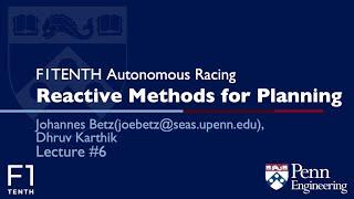 F1TENTH Autonomous Racing: Reactive Methods for Planning
