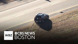 Cars nearly collide on highway in Massachusetts police chase