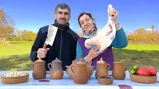 Traditional Azerbaijan recipe Piti | Lamb soup in clay pot | Rural Village food