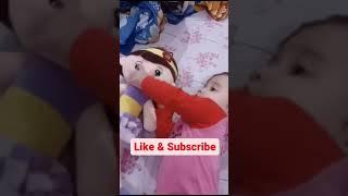  Adorable Moments: Little Baby's Playtime with Her Doll!  #shortvideo #cutebaby #adorablebaby