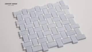 Argentina Blue & White Thassos Basketweave Mosaic Tile,Century Mosaic Factory Supplier Manufacturer