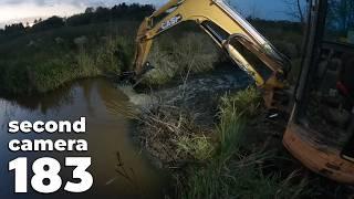 Beaver Dam Removal With Excavator No.183 - Second Camera