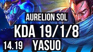 AURELION SOL vs YASUO (MID) | 19/1/8, Quadra, Legendary | EUW Diamond | 14.19