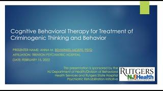 PREP Webinar: Cognitive Behavioral Therapy for Treatment of Criminogenic Thinking and Behavior