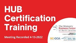 HUB Certification Training by NCDOA HUB Office