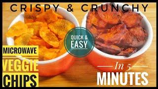 Quick & Easy Microwave Veggie Chips | Beetroot & Sweet Potato | In 5 minutes | Crispy & Crunchy