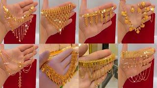 Latest gold necklace designs with weight and price 2024//light weight simple gold necklace designs