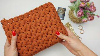 Floral Pattern Crocheted Handbag A New Experience in Crocheting Цветочный узор Вязаная крючком сумка