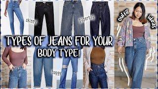 Different type of Jeans and how to style them! skinny/baggy jeans *OUTFIT IDEAS* for YOUR BODY TYPE