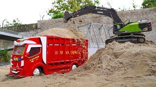 Sand Mining Excavator Loads Oleng Aa Zafran Truck Until Its Truck Rolls Over