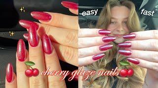 let's do cherry glaze nails for fall at home