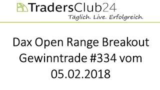 TradersClub24 Dax Open Range Breakout Live Trade am 05.02.2018