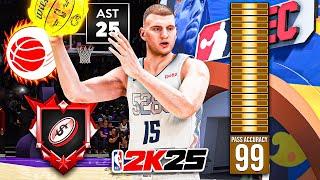 NIKOLA JOKIC + 99 PASS ACCURACY CENTER BUILD is DOMINATING RANDOM REC (NBA 2K25)