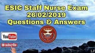 ESIC Staff Nurse Recruitment 26/02/2019 Answer Key