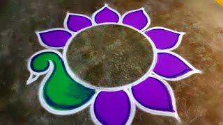 Karthigai deepam simple peacock rangoli|easy mayil kolam|deepam muggulu|Super Amazing rangoli