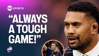 Thibaud Flament & Ardie Savea react after France inflict first autumn defeat on New Zealand 