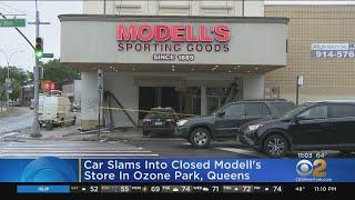 Car Slams Into Closed Modell's Store In Ozone Park, Queens