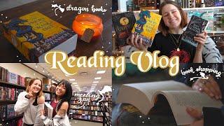 READING VLOG | reading popular tiktok dragon books, book shopping & meeting jan! ️