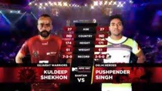 Gujarat Warriors Vs Delhi Heroes | MTV Super Fight League | Kuldeep Shekhon Vs Pushpender Singh