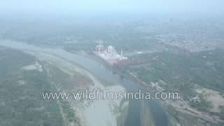 Fly over Yamuna river and Agra's Taj Mahal, in sweeping aerial journey