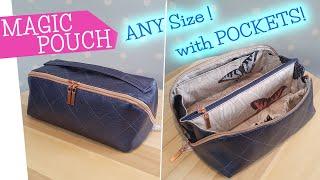 Magic Pouch nähen mit Innentaschen in Wunschgröße | Wide open Pouch Pockets | Nähanleitung mommymade
