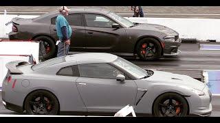 Hellcat vs GT-R Nissan - muscle car vs sport car - drag race