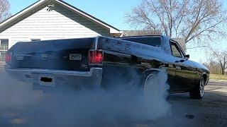 My 1970 El Camino's 1st start up, wash,  and savage burn outs of 2021