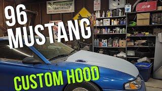 SN95 Mustang custom steel hood creation.