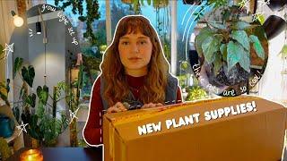 🪴 rousseau plant care unboxing + trying new products! foldable pots, light install, + more 