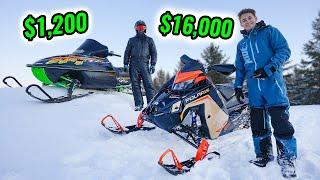 Cheap vs. Expensive Snowmobiles Ditch Riding!!