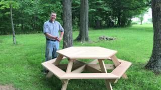 56" Hexagon Western Red Cedar Picnic Table