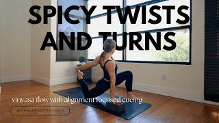 Spicy Twists & Turns | 50 Minute Yoga Class | Intermediate Vinyasa Flow