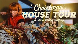 CHRISTMAS HOUSE TOUR + WREATH MAKING + TENSION ROD GARLAND DIY