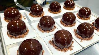 Wonderful dessert! Making shiny chocolate mousse cake - Korean street food