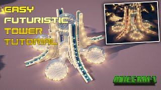 Easy Minecraft Futuristic Base - FULL TUTORIAL - How to build a Minecraft Futuristic Tower Base