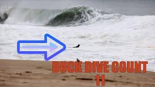 Surfer has 17 consecutive duck dives on a brutal paddle out.