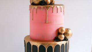 Gold Sphere Gold Drip Cake Tutorial- Rosie's Dessert Spot
