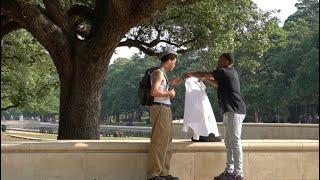 Homeless Man Gives Stranger A $1000 For A Shirt!