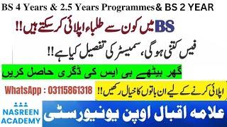 AIOU BS 4 YEAR & BS 2.5 YEAR & BS 2 YEAR PROGRAM Spring 2024 | AIOU BS ADMISSION PROCEDURE 2024