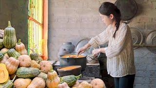 Harvest Pumpkin Gardens Go to Market Sell and Cook Rustic Pumpkin Sweet Soup | Traditional Lifestyle