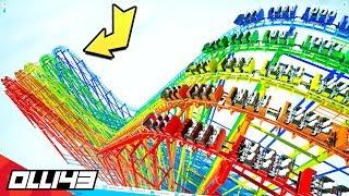 i created a Rainbow Road roller coaster in Planet Coaster