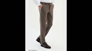 HolloMen Men's Brown Classic Houndstooth Checkered Trousers