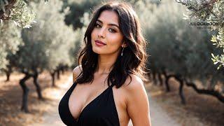 4K AI Lookbook Creations | Arabian Girl Strolls Through Olive Groves