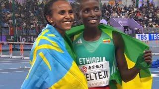 Gudaf Tsegay wins her second indoor title and Diribe Welteji finishes second, 1500m Nanjing 2025