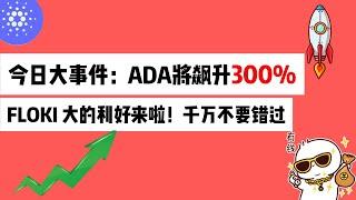 今日大事件：ADA将飙升的300%，FLOKI 大的利好来啦！千万不要错过