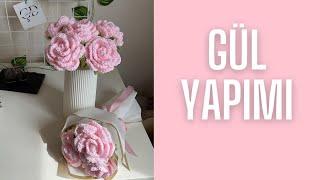 ÖRGÜ GÜL YAPIMI / ÖRGÜ GÜL / CROCHET ROSE / GÜL YAPIMI / TIĞ İŞİ GÜL