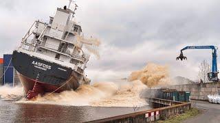 Ship Launch of Hybrid Cargo Ship AASFOSS at Royal Bodewes shipyard